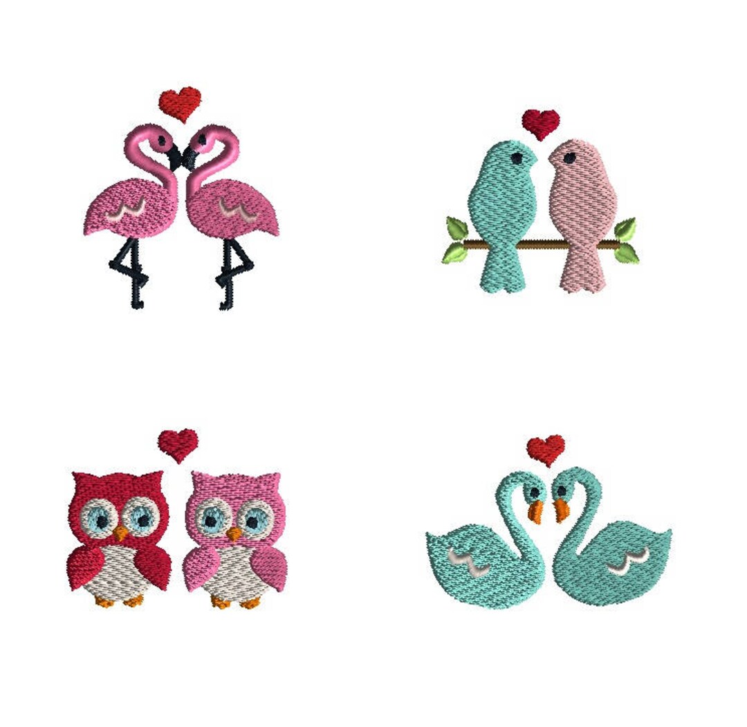 Mini Love Bird Machine Embroidery Design Set-instant DOWNLOAD - Etsy
