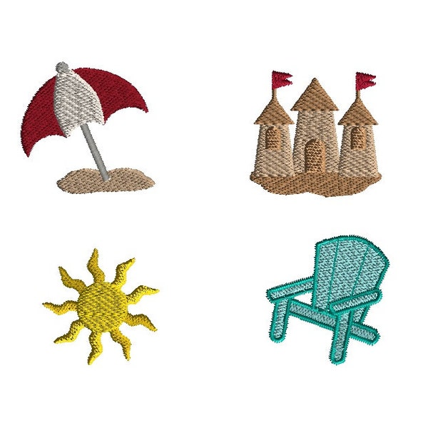 Mini Beach Machine Embroidery Design Set-INSTANT DOWNLOAD