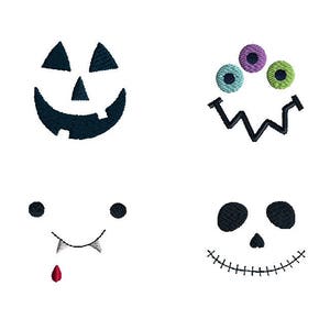 Mini Halloween Faces Machine Embroidery Design Set-INSTANT DOWNLOAD
