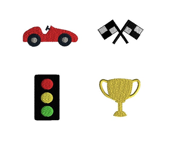 Mini Race Car Machine Embroidery Design Set-INSTANT DOWNLOAD