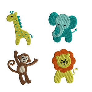 Mini Jungle Animals Machine Embroidery Design Set-INSTANT DOWNLOAD