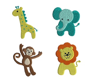 Mini Jungle Animals Machine Embroidery Design Set-INSTANT DOWNLOAD
