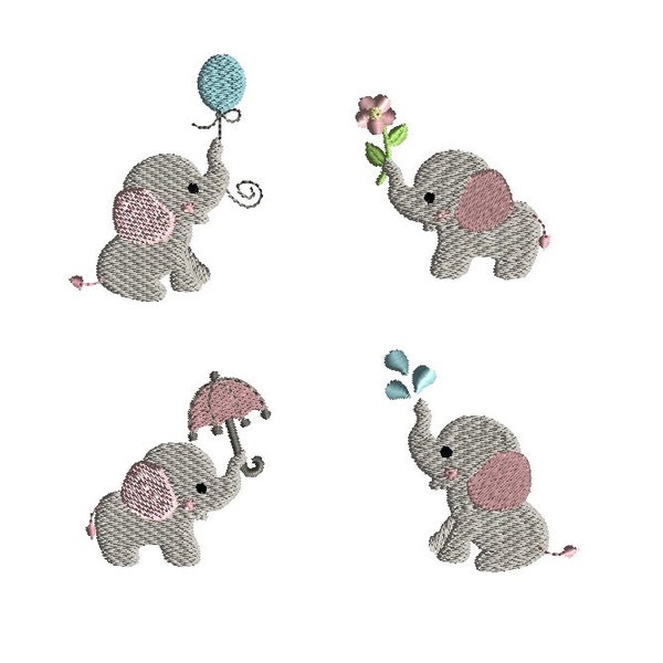 Mini Baby Elephant Machine Embroidery Design Set-INSTANT DOWNLOAD