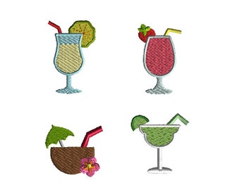 Mini Drinks Machine Embroidery Design Set-INSTANT DOWNLOAD