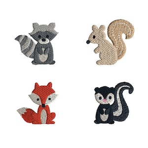 Mini Woodland Animals 2 Machine Embroidery Design Set-INSTANT DOWNLOAD