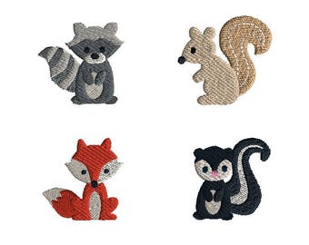 Mini Woodland Animals 2 Machine Embroidery Design Set-INSTANT DOWNLOAD