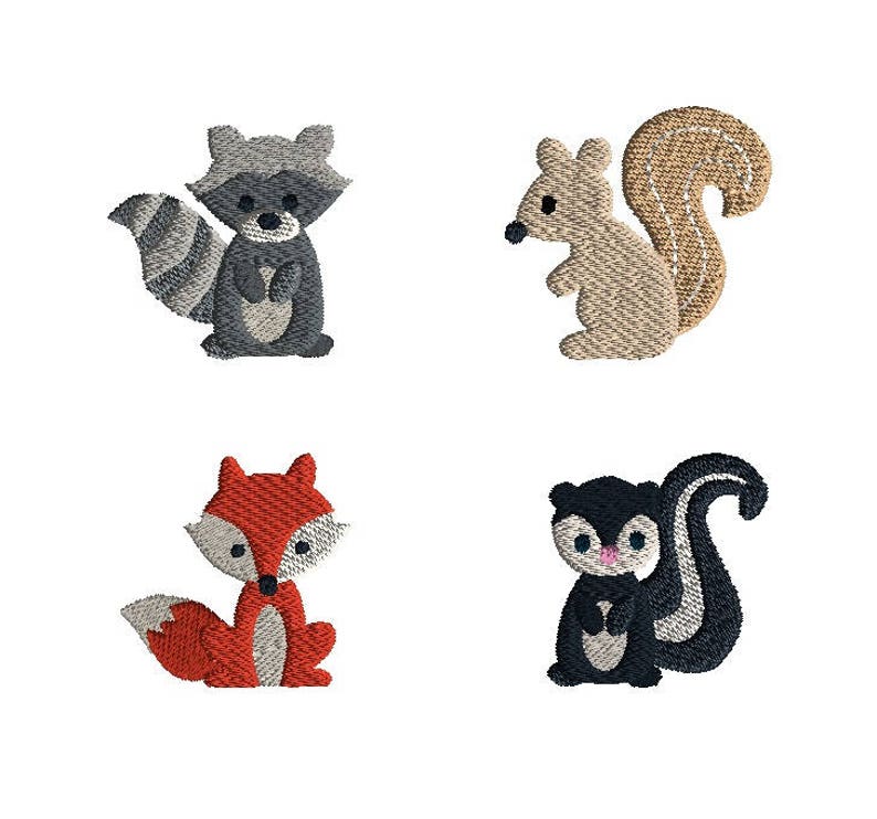 Mini woodland animals 2 machine embroidery design setinstant  etsy Mini woodland animals 2 machine embroidery design setinstant  etsy