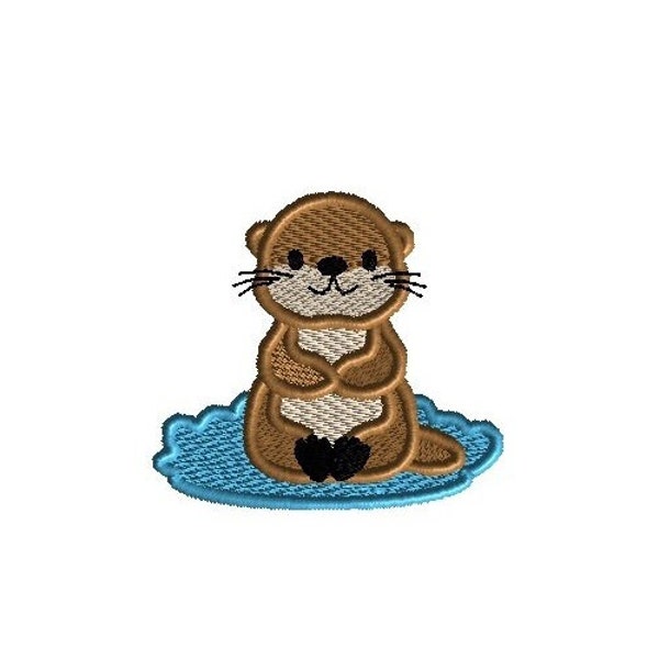 Mini Otter Machine Embroidery Design-INSTANT DOWNLOAD-3 sizes