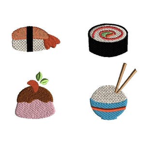 Mini Oriental Cuisine Machine Embroidery Design Set-INSTANT DOWNLOAD