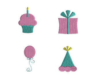 Mini Birthday Machine Embroidery Designs-INSTANT DOWNLOAD