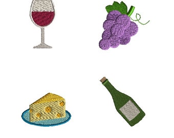 Mini Wine Machine Embroidery Design Set-INSTANT DOWNLOAD