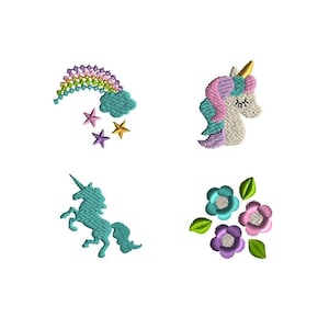 Mini Unicorn Machine Embroidery Design Set-INSTANT DOWNLOAD