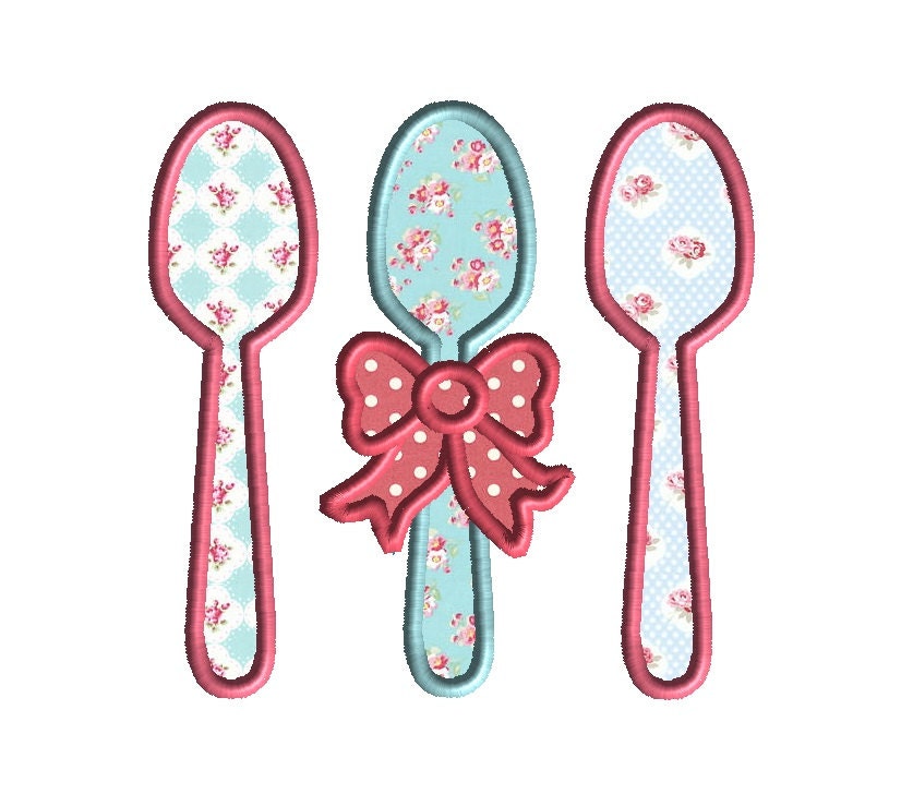 Spoons Applique Machine Embroidery Design-INSTANT DOWNLOAD
