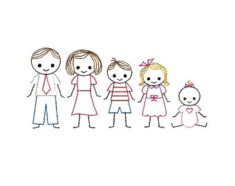 Stick Figures Family Machine Embroidery Designs-INSTANT DOWNLOAD