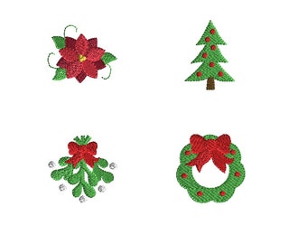 Set di disegni per ricamo a macchina Mini Christmas Greens-DOWNLOAD immediato