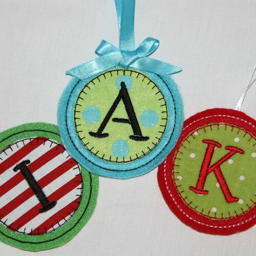 Felt Circle Monogram Ornaments Machine Embroidery Applique Etsy