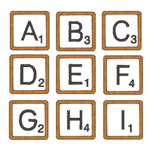 Scrabble Tile Font Machine Embroidery Applique Designs 1.5 "-DESCARGA INSTANTÁNEA