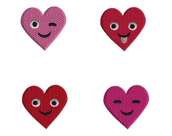 Mini Hearts with Faces Machine Embroidery Design Set-INSTANT DOWNLOAD