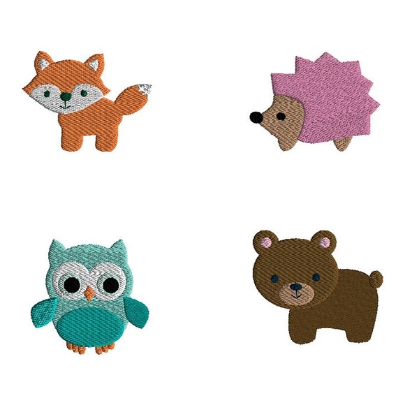 Mini Woodland Animals Machine Embroidery Design Set-INSTANT DOWNLOAD