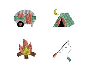 Mini camping machine borduurwerk ontwerpset-INSTANT DOWNLOAD