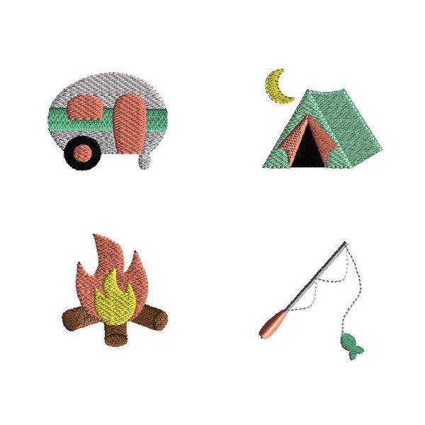 Mini Camping Machine Embroidery Design Set-INSTANT DOWNLOAD