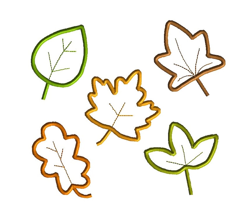5 Fall Leaves Applique Machine Embroidery Designs-instant DOWNLOAD - Etsy