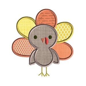Cute Turkey Applique Machine Embroidery Design-INSTANT DOWNLOAD