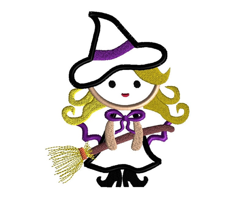 Cute Witch Applique Machine Embroidery DesignINSTANT DOWNLOAD Etsy
