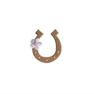 Mini Horseshoe With Flower Machine Embroidery Design-INSTANT DOWNLOAD-3 sizes