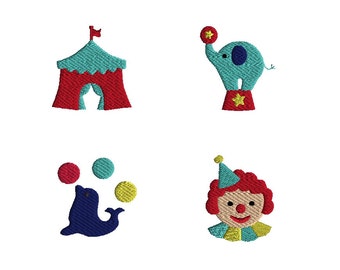 Minicircus machine borduurwerk ontwerpset-INSTANT DOWNLOAD