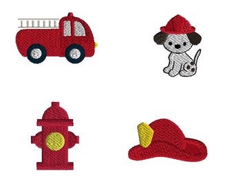 Mini Fireman Machine Embroidery Design Set-INSTANT DOWNLOAD