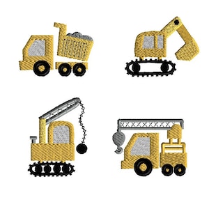 Mini Construction Trucks Machine Embroidery Design Set-INSTANT DOWNLOAD