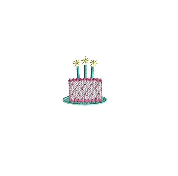 Mini Birthday Cake Machine Embroidery Design-INSTANT DOWNLOAD