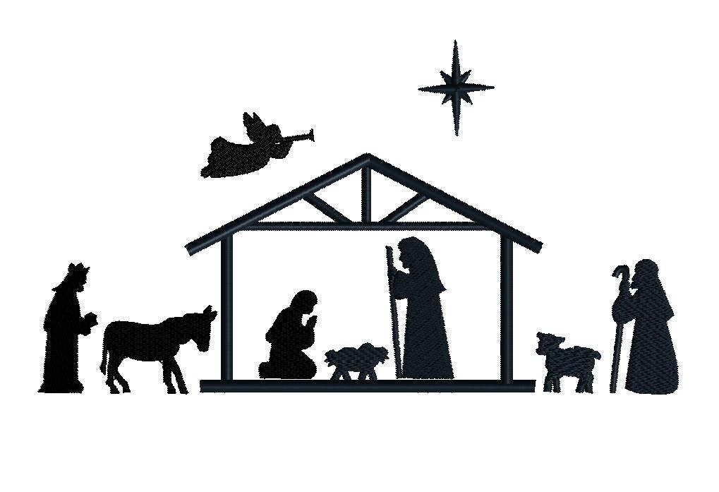 Mini Nativity Silhouette Machine Embroidery Design Setinstant Etsy