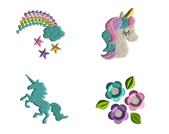 Mini Unicorn Machine Embroidery Design Set-INSTANT DOWNLOAD