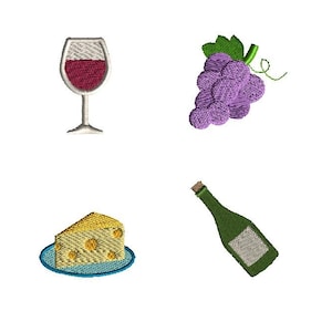 Mini Wine Machine Embroidery Design Set-INSTANT DOWNLOAD