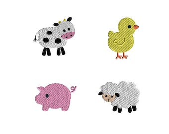 Mini Barnyard Animals Machine Embroidery Design Set-INSTANT DOWNLOAD