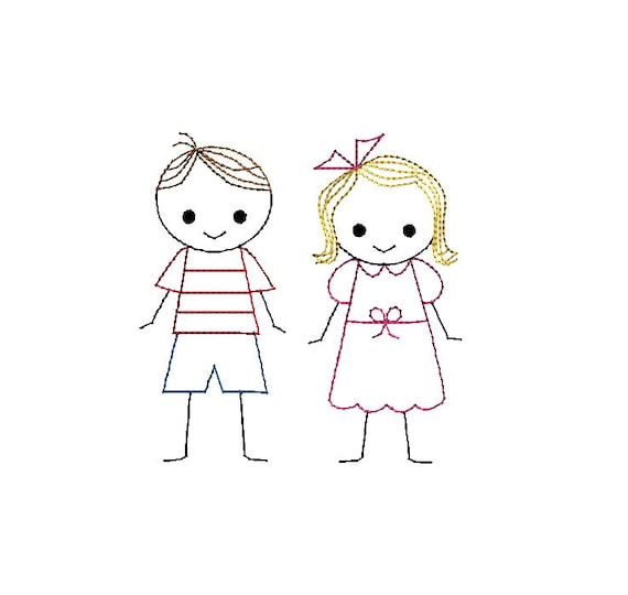Resultado de imagen de stick figures little boy and girl