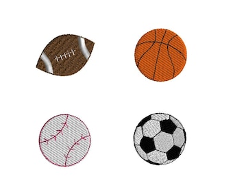 Mini Sports Balls-football, basketball, baseball, soccer ball- Machine Embroidery Design Set-INSTANT DOWNLOAD