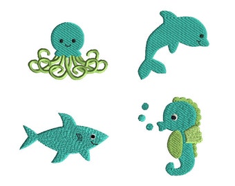 Mini Sea Friends Machine Embroidery Design Set-INSTANT DOWNLOAD
