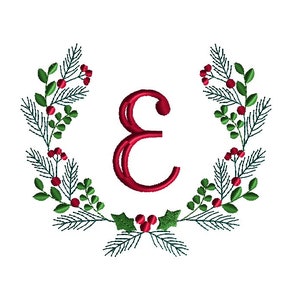 Christmas Monogram Wreath Machine Embroidery Design-INSTANT DOWNLOAD