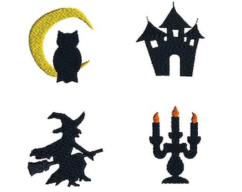 Mini Halloween Silhouette Machine Embroidery Designs Set-INSTANT DOWNLOAD