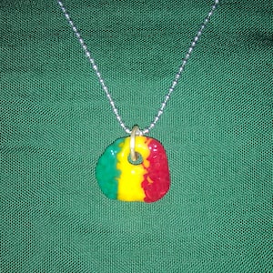 Rasta Fused.  Glass pendant necklace 2.0