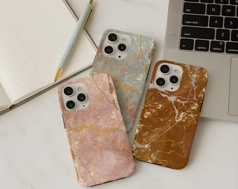 Blush Pink Marble Phone Case Gold Vein iPhone Case Luxury Abstract Stone Design Protective Slim Cover Gift For Her Aesthetic Style Chic