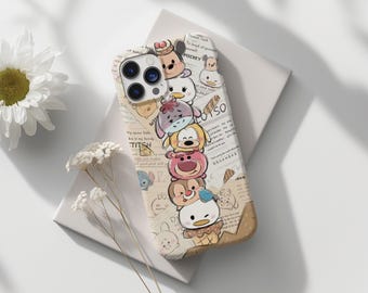 Cute Kawaii Cartoon Phone Case, Vintage Pastel Character Collage, Aesthetic iPhone Cover, Girly Cute Gift, Trendy Cute Phone Case