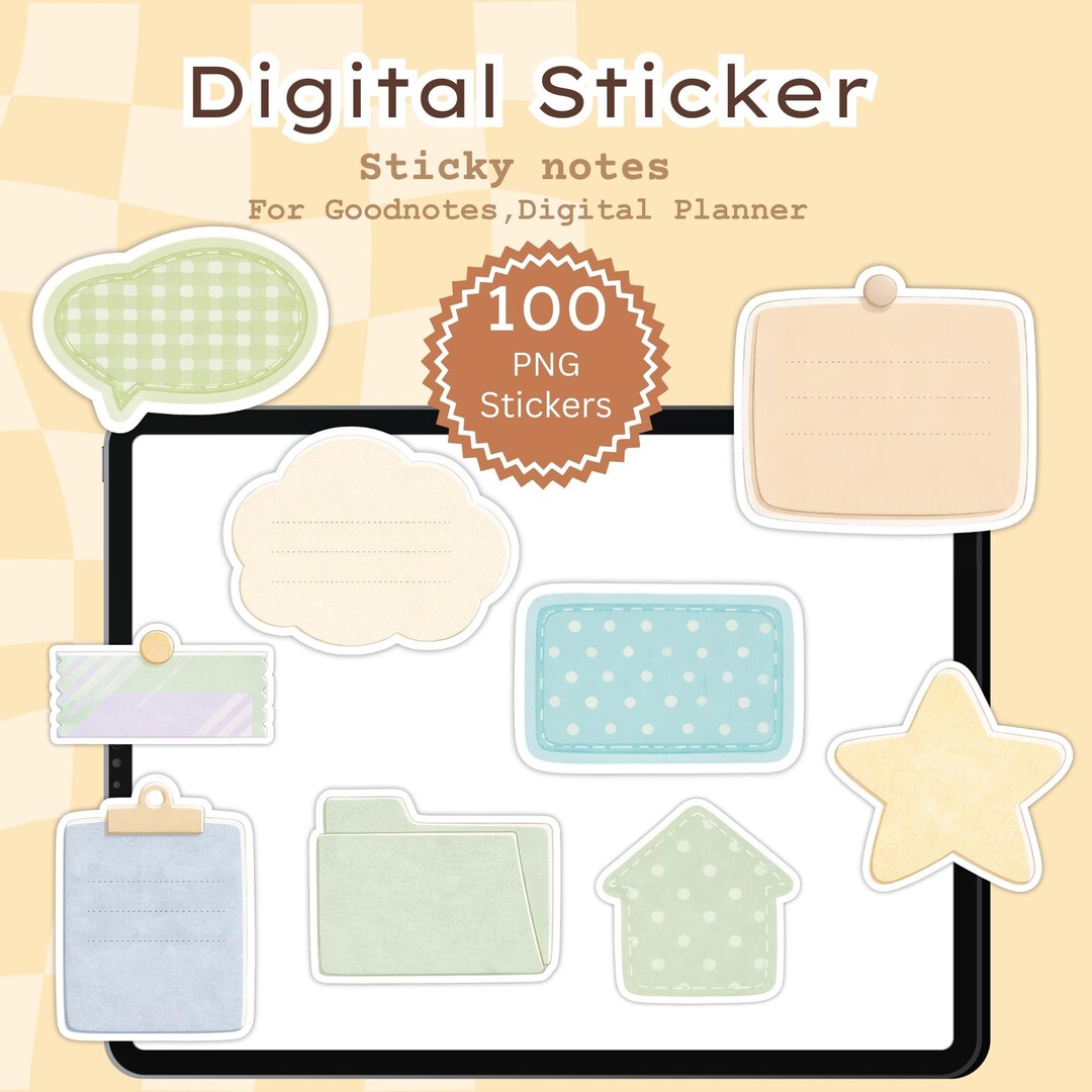 Sticky Notes PNG Digital Stickers, Pastel Planner Shapes, A4 Printable ...