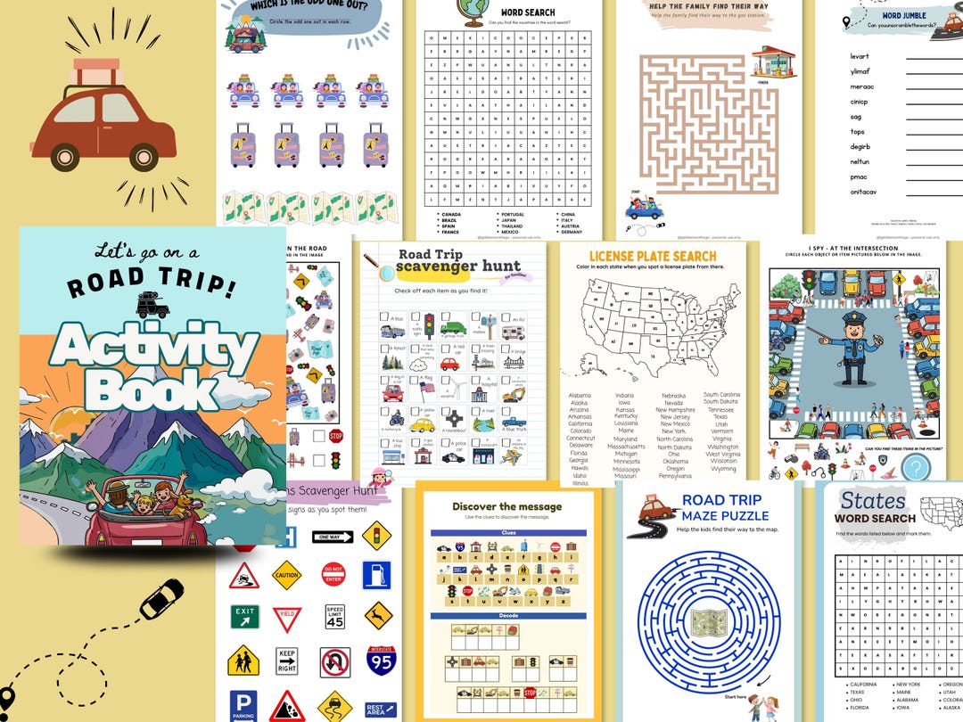 Kids Road Trip Activity Book – Travel Games & Puzzles (25-page PDF ...