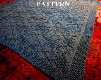 Knit Baby Blanket Pattern, Knitting Pattern, Worsted Weight, Knit Purl Stitch Only, Chart Pattern Included **Instant Download**