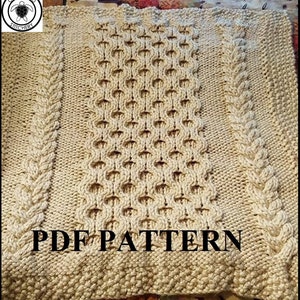 Knit Baby Blanket Pattern, Knitting Pattern, Cable Knit, Aran Knit, Chunky Yarn, Knitting Chart Included, Digital Pattern, Instant Download