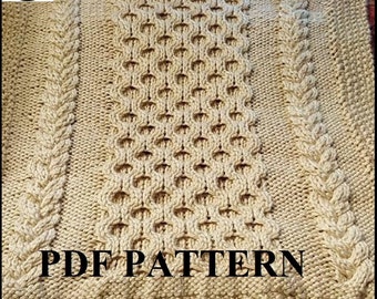 Knit Baby Blanket Pattern, Knitting Pattern, Cable Knit, Aran Knit, Chunky Yarn, Knitting Chart Included, Digital Pattern, Instant Download
